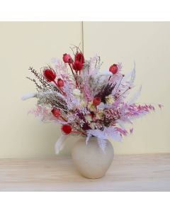 Ramo seco rosa tamaño grande en jarrón