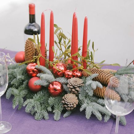 Centro de navidad largo rojo