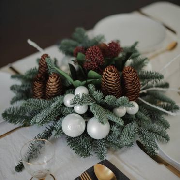 Centro de mesa de Navidad Blanco redondo