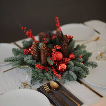 Centro de mesa de Navidad Rojo redondo