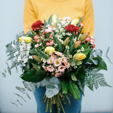 Bouquet with carnations and tulips