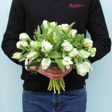 Ramo tulipanes papagayo blanco