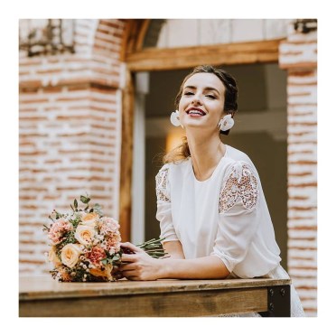 Ramo de novia de colores melocotón