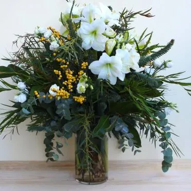 Arreglo de flores premium Navidad blanco