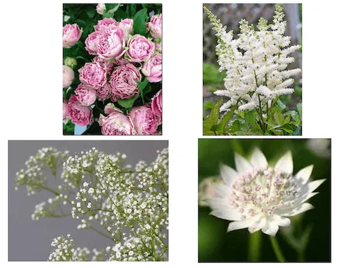 flores variadas con sensacion aspera para vestidos de novia de chifon