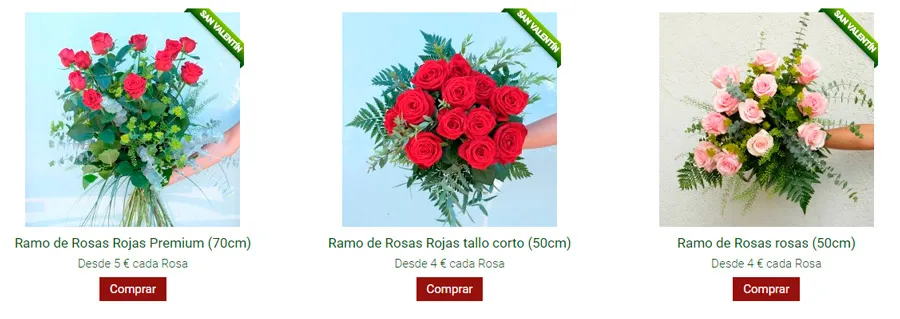 diferentes opciones de ramo de rosas para san valentin