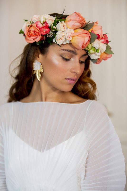 corona de flores salmon