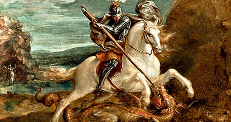 cuadro de sant jordi contra un dragon