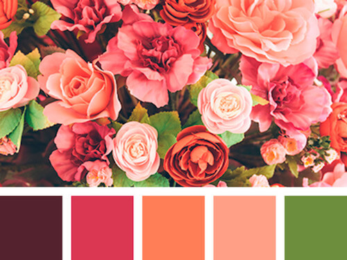 ramo de flores de pantone rojo rosa y verde
